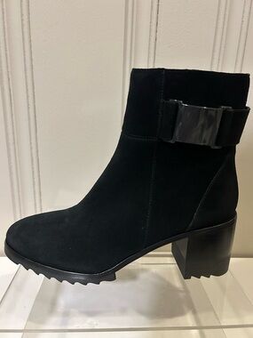 Vaneli Helli Black Suede Block Heel Ankle Boots